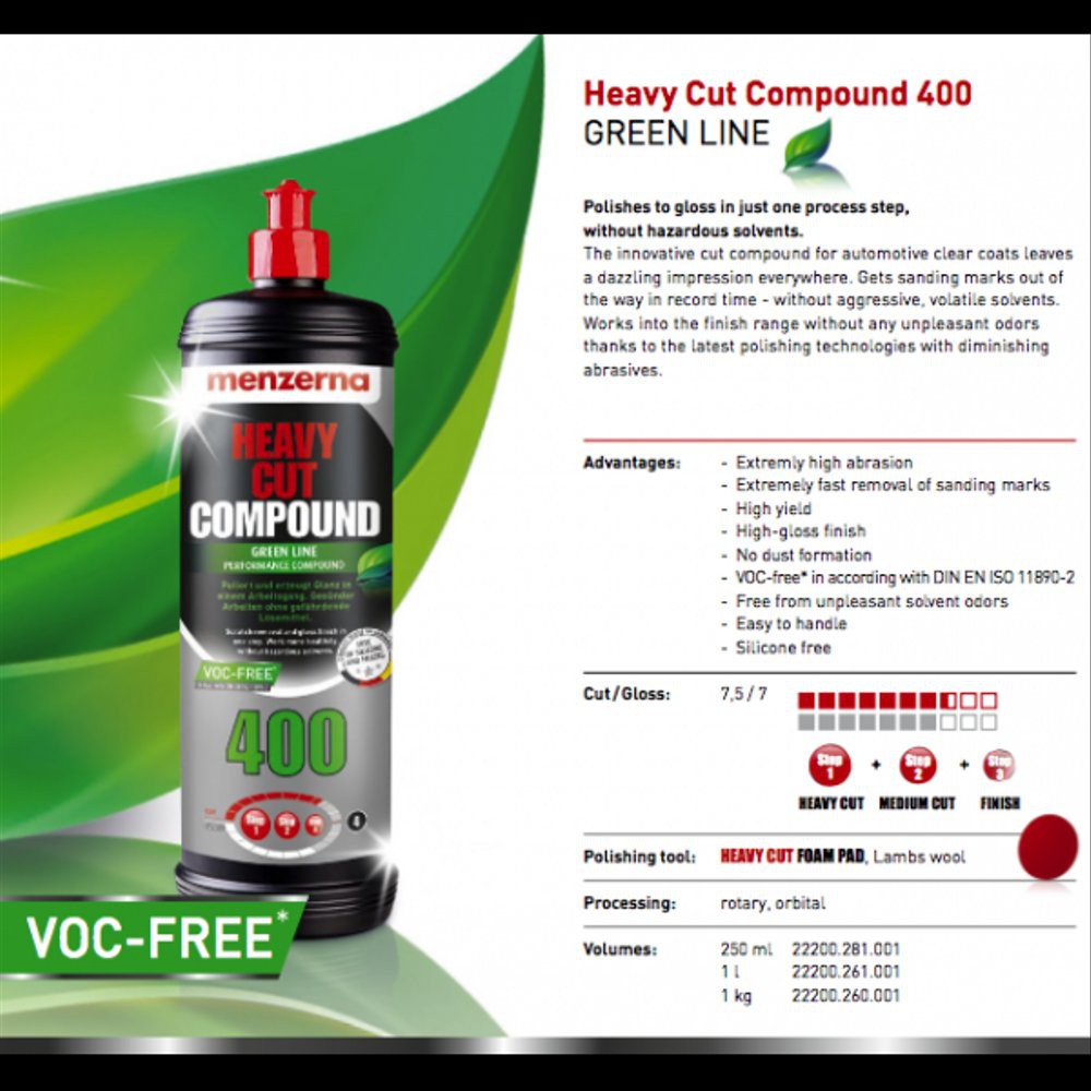 MENZERNA HEAVY CUT COMPOUND 400 50ml Green Line Kompon Kasar Kilap Tinggi MURAH