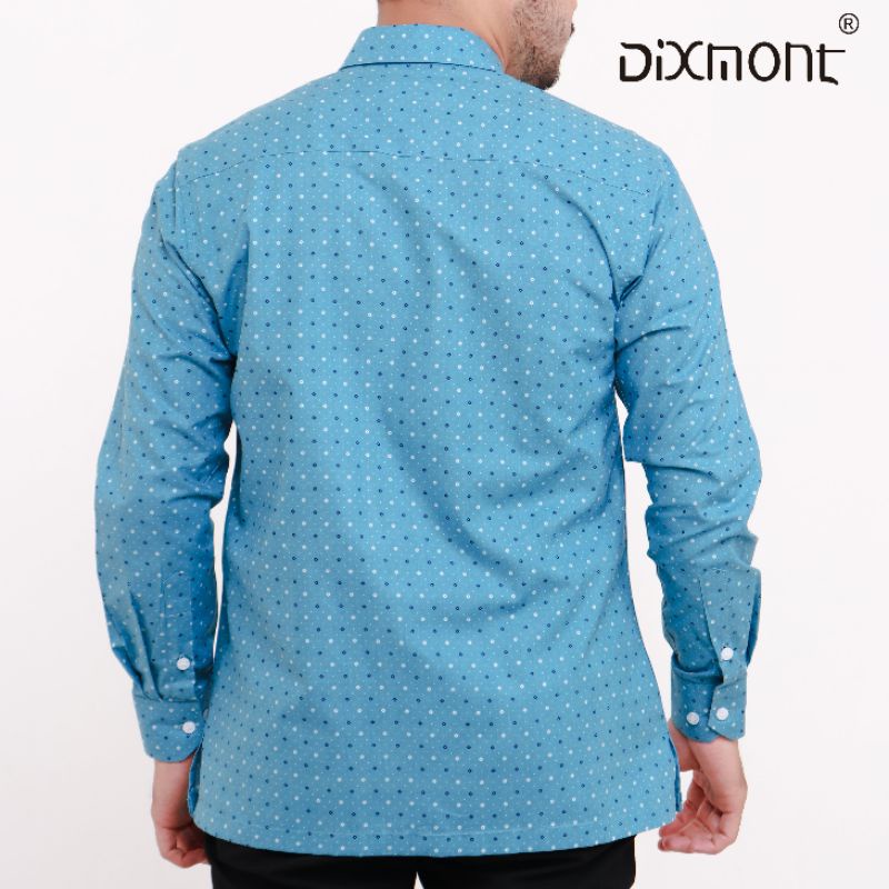 Dixmont Kemeja Pria Basic Formal Motif Lengan Panjang Hem ML01121