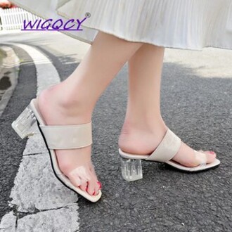 [LOKAL] POKY - Sepatu Hak Kaca Sovia heels jelly Tinggi Sepatu Heels Heel Hells Cinderella