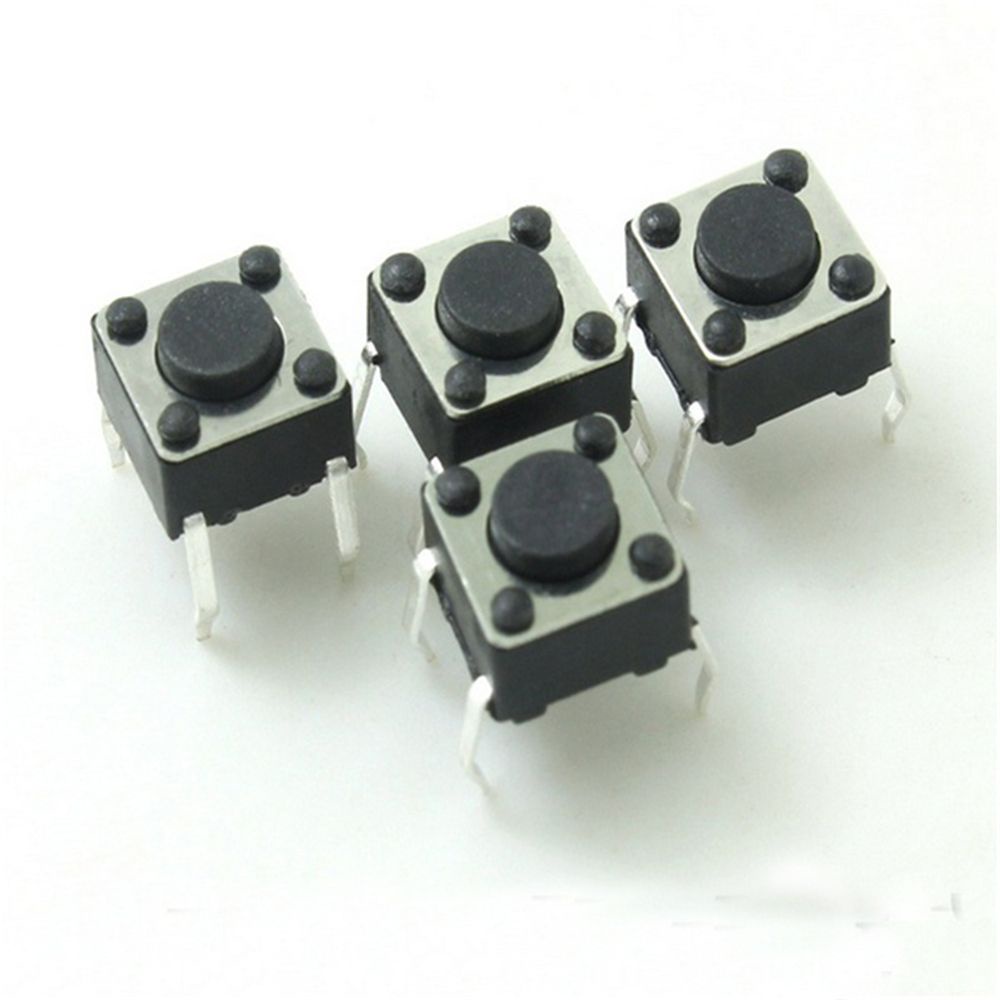 QUINTON 50Pcs/lot Micro Switch 4 PIN Self-reset Button Switches On-off Durable Plug-in Tactile 6*6*4.3MM Push Button/Multicolor