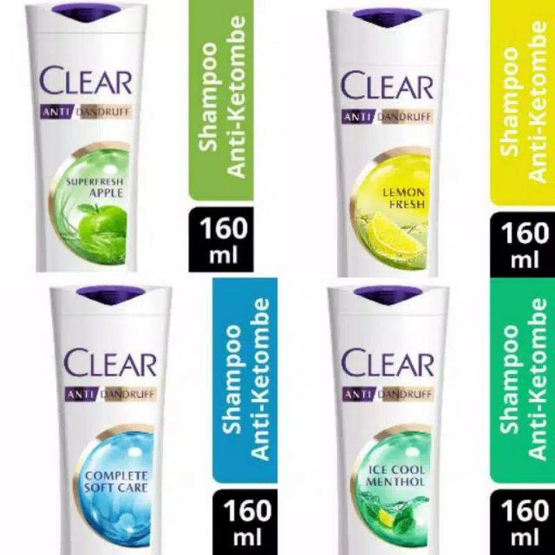 CLEAR Shampoo Anti Ketombe 160 ml - Ice Cool Menthol / Complete Soft Care / Super fresh Apple