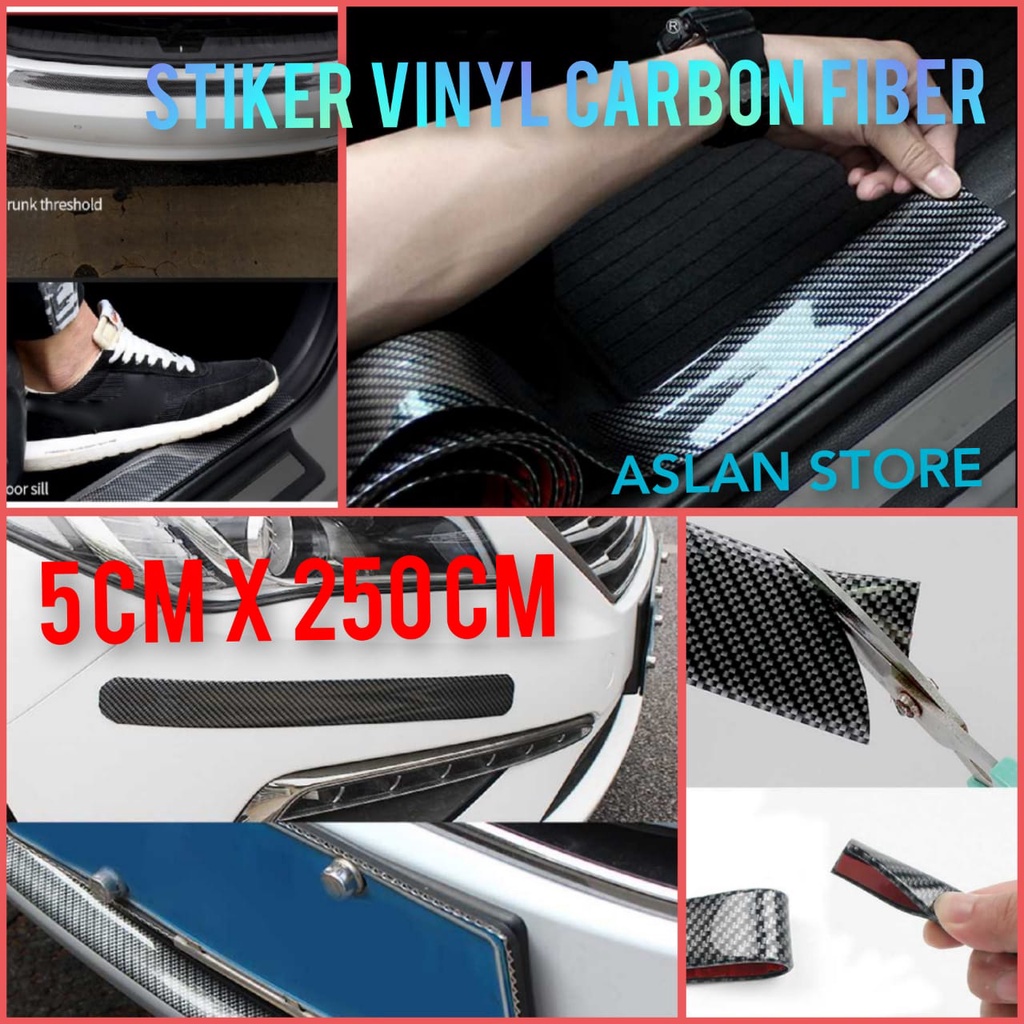 Stiker Vinyl Carbon Fiber Mobil 5 x 250 CM Stiker pelindung anti gores anti baret kendaraan