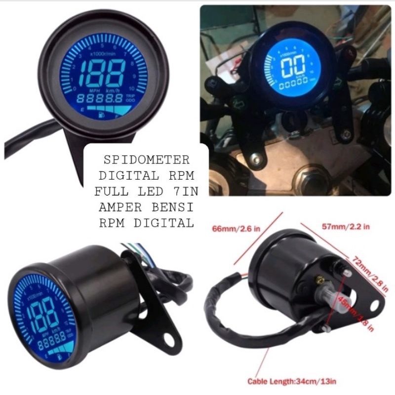 Speedometer DIGITAL komplit-ampere bensin-ODOmeter-tachometer RPM-bisa ganti warna