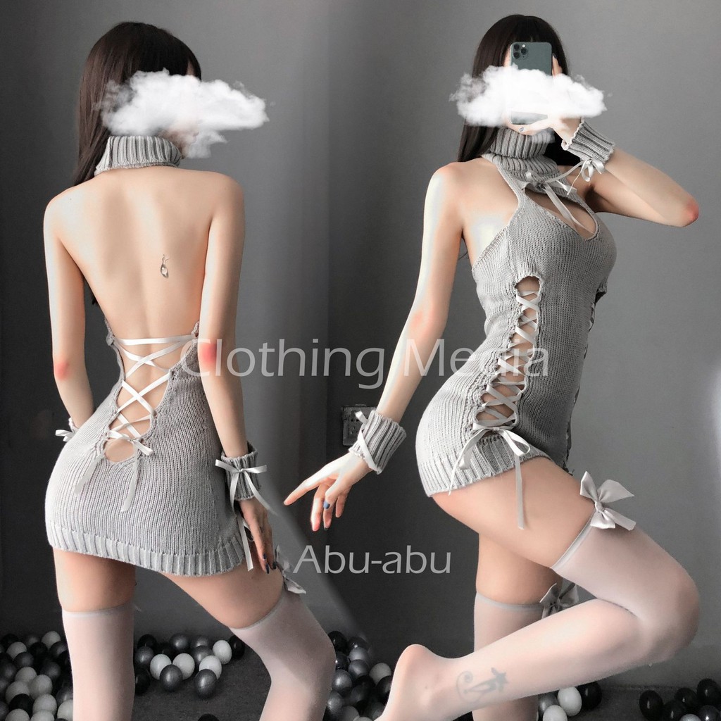 Sweater Virgin Killer V5 Pita Tipis Open Chest Cosplay Versi 5 Rajut Backless