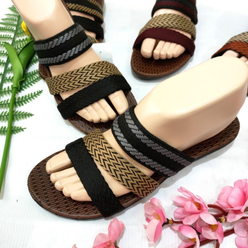 sandal wanita murah ban 3 garis Felonie SD 01. sandal turki rajut terbaru...!