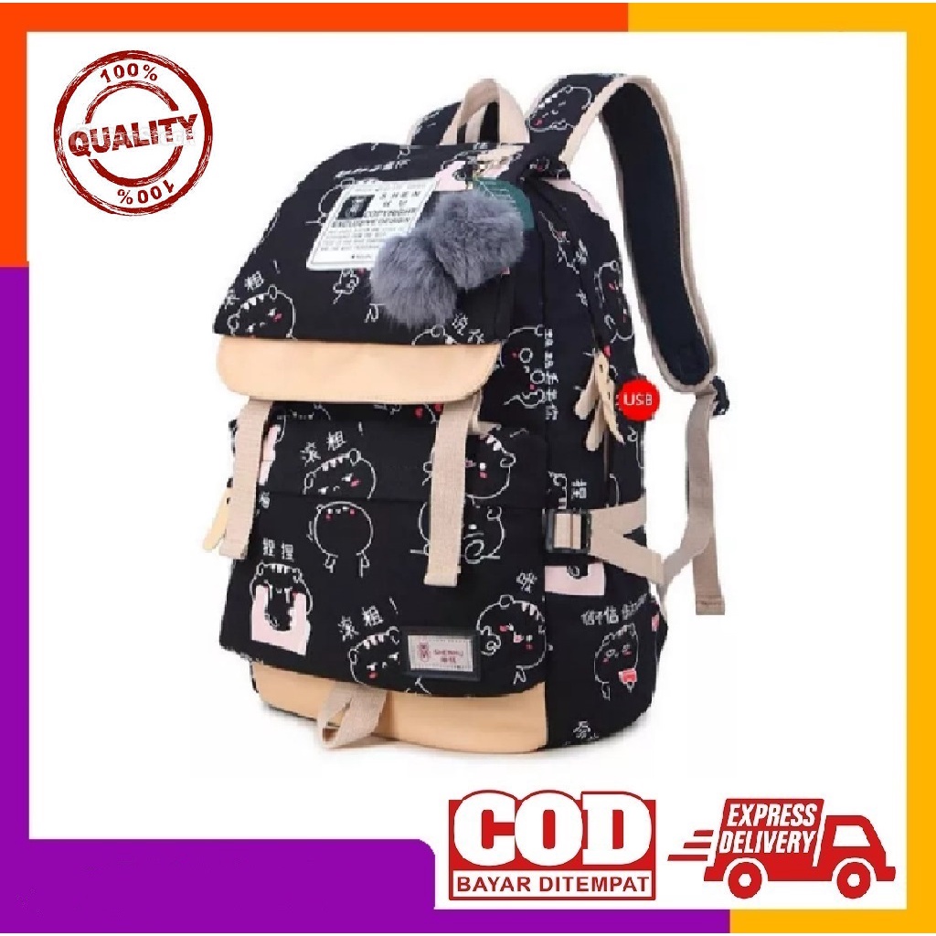 [COD] Tas Ransel Sekolah Gadis Remaja Perempuan Terbaru 2021 Backpack Korean Style Motif Kartun