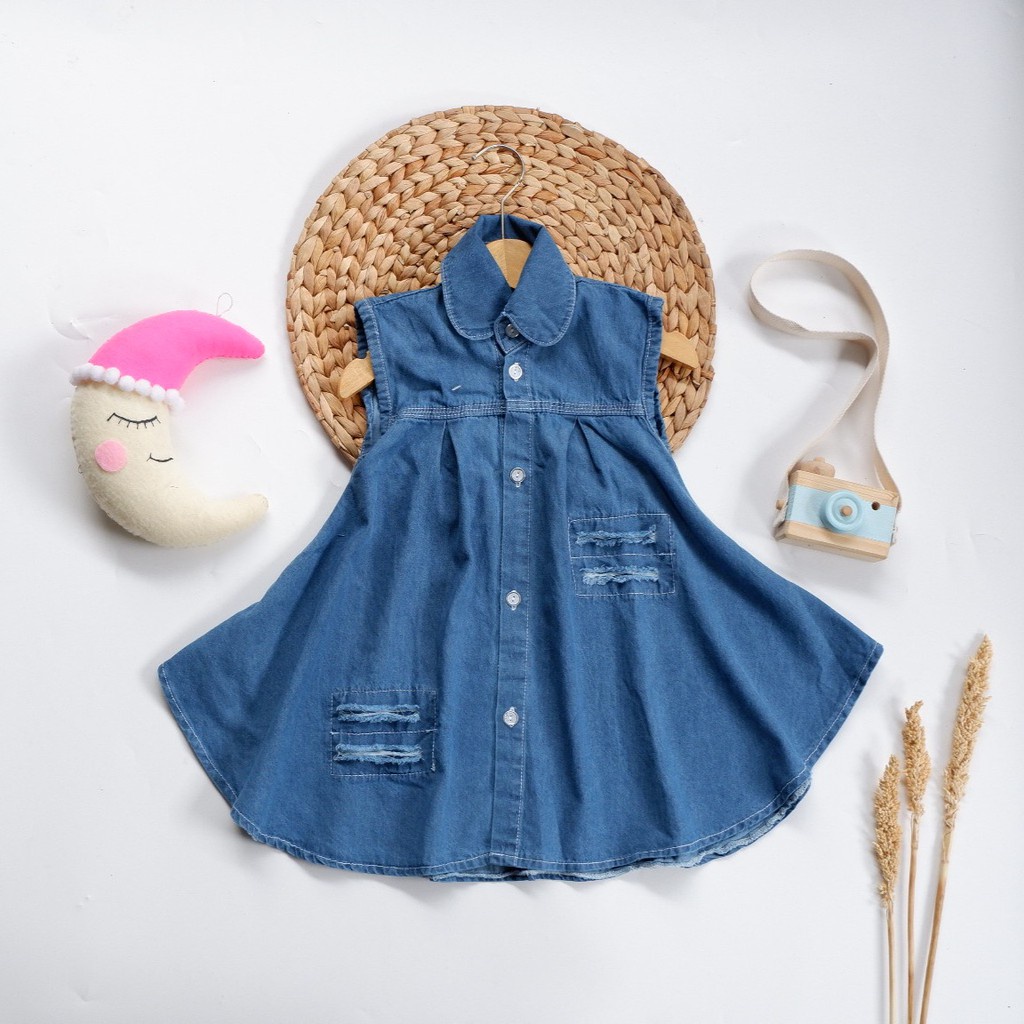 DRESS RIPPED DRESS ANAK 1-4th Dress Anak Jeans DRESS RIPPED/ DRESS JEANS ANAK