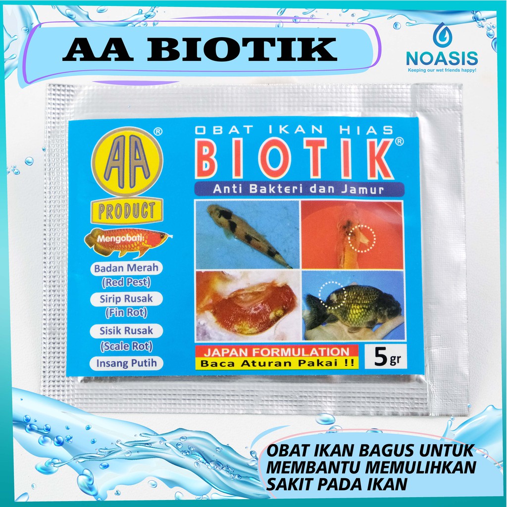 OBAT IKAN SERBUK AA PRODUCT BIOTIK 5 GRM / 1 Sachet