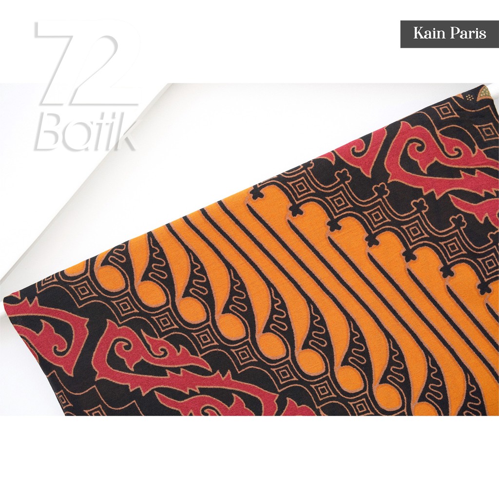 KAIN BATIK PREMIUM Bahan Paris Motif Kembang Warna Kuning Merah Orange Hitam 724470 Cap 72 Jarik Jarit Samping Kebat Panjang Batik Paris Modern Premium Bahan Seragam Batik Pernikahan Kantor Keluarga Murah Kamen Jadi Batik Bali Lembaran