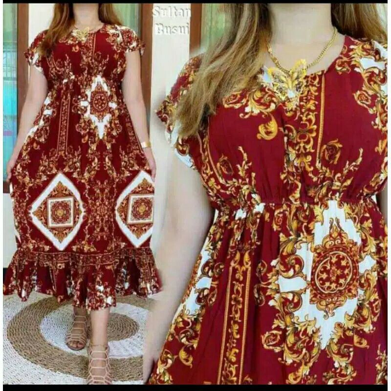 daster ruffle motif sultan/daster panjang/dasterserut