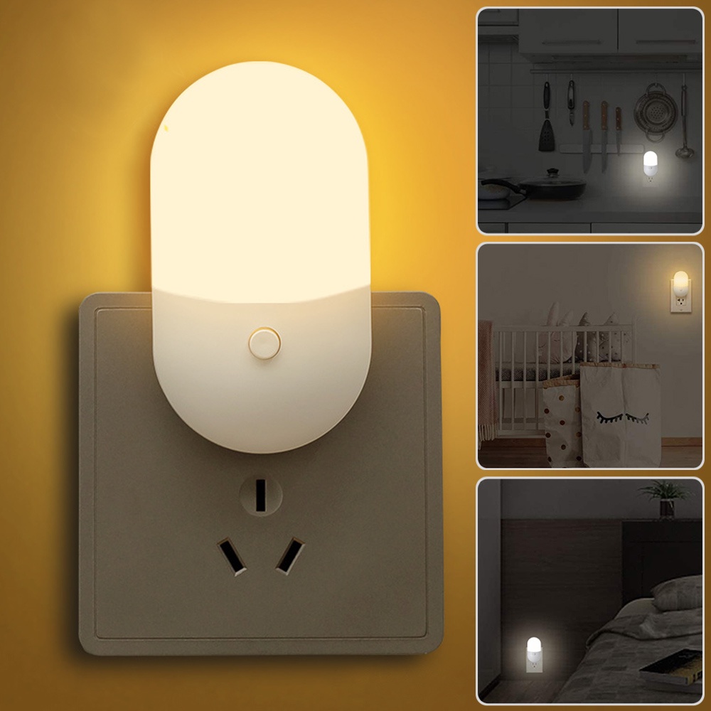 Lampu Malam LED Plug EU / US Warna Warm White Hemat Energi Untuk Kamar Tidur