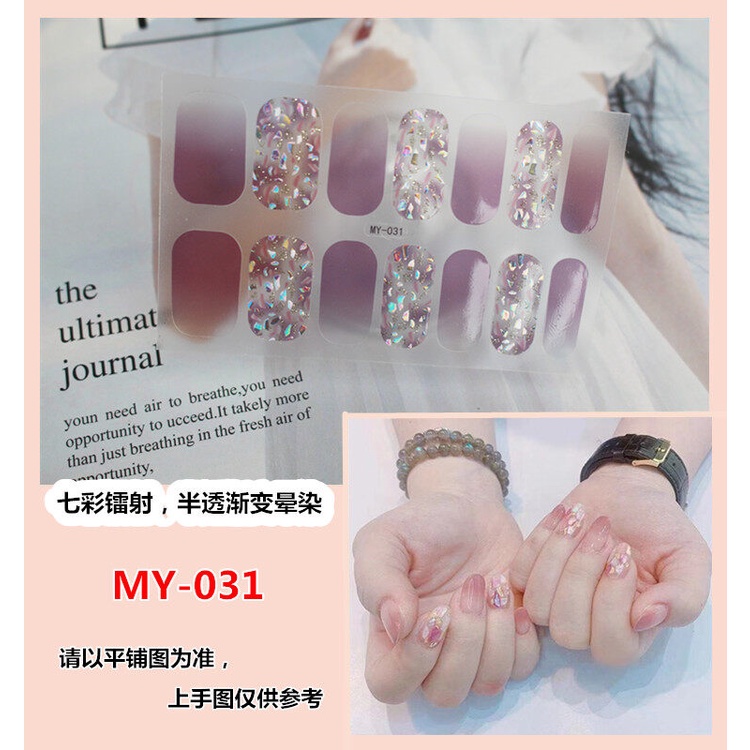 MY 14Pcs/Set Stiker Kuku 3d Desain Bermotif High End Berlian Mutiara Permata Warna-Warni Untuk Tempel Tahan Air Tahan Lama Menicure Stickers Korea Self Adhesive Fashion Sticker kuku Full Aksesoris Dapat Kupas Mudah Digunakan Dan Dilepas Anti Air Nail Art