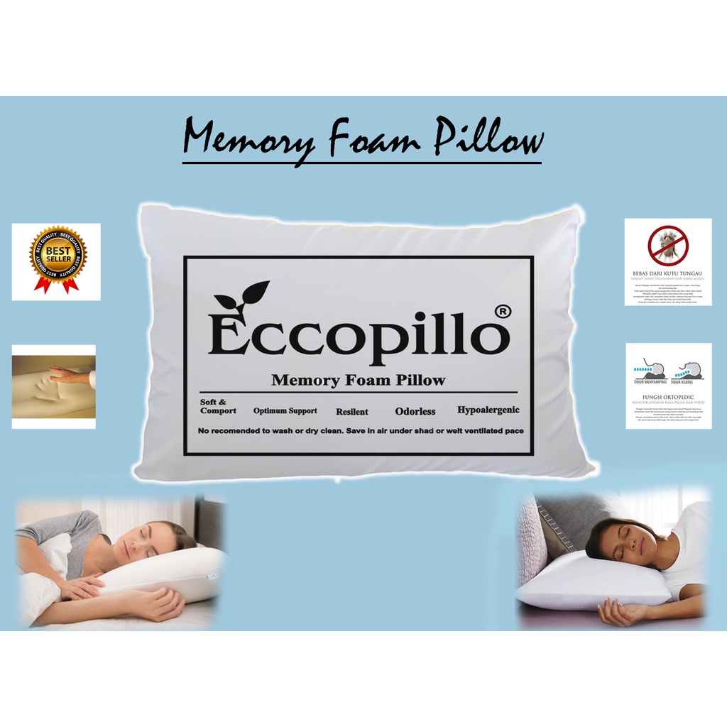 Bantal Kepala Empuk Memory Foam Eco Pillow - Bantal Hotel Kesehatan Leher