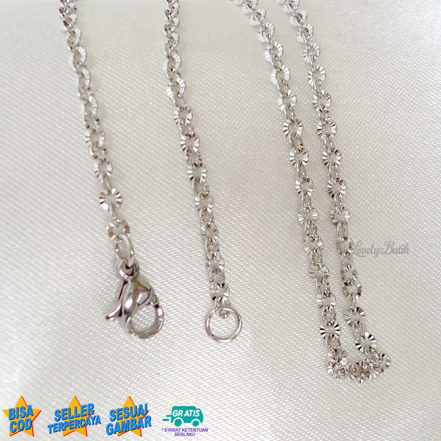 Lovelybutik - Kalung Polos Titanium Rantai Kalung Anak Titanium Model Rantai Nori Donat 35 Cm Panjang Rantai