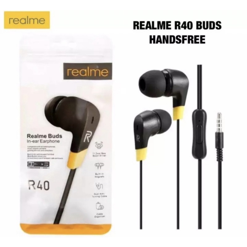 R40 Headset Realme R-40 Hf C11 C12 C15 Handsfree Realme buds C21 C25 packing Plastik