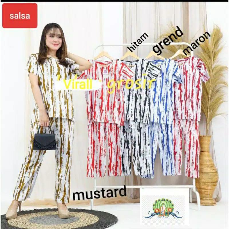 ONE SET PIYAMA CP TIEDYE WANITA / SET PAJAMAS TIE DYE CELANA PANJANG (etalase1)-1