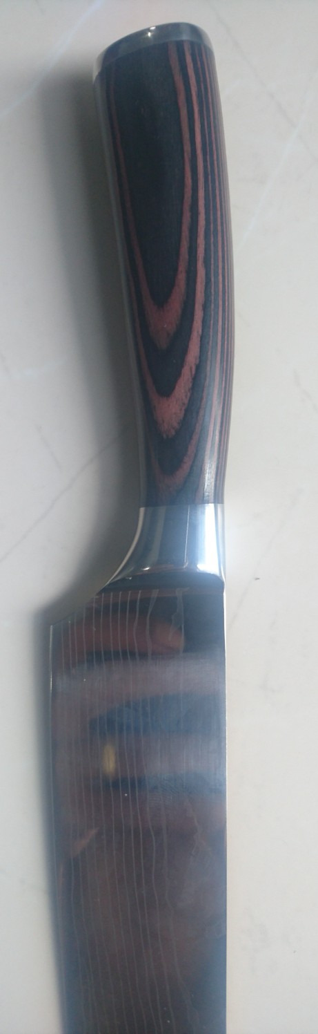 Homu Gyuto Pisau Jepang Chef Knife High Carbon Stainless Damascus Pattern Wood Handle