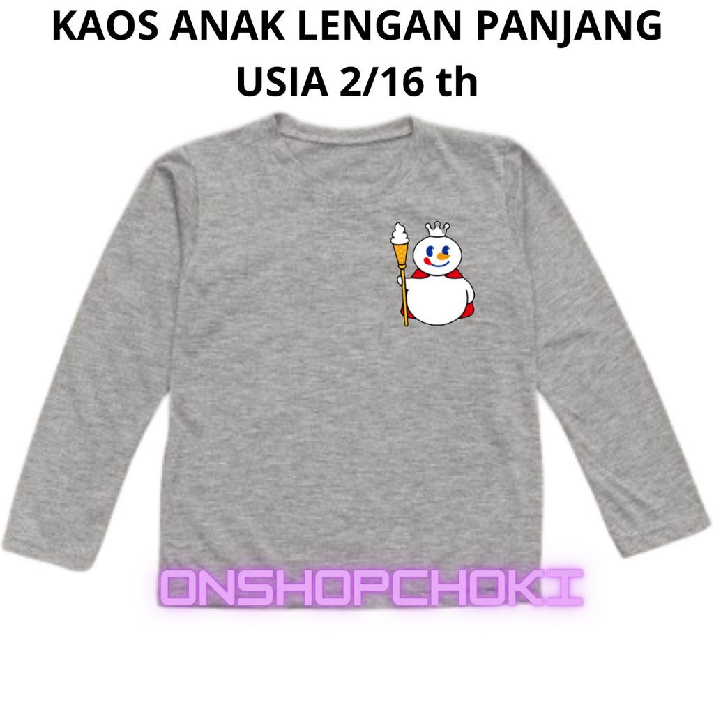 Kaos Anak Lengan Panjang Gambar MIXUE Unisex Cowok Cewek Usia 2-16th Kaos oblong anak lengan panjang