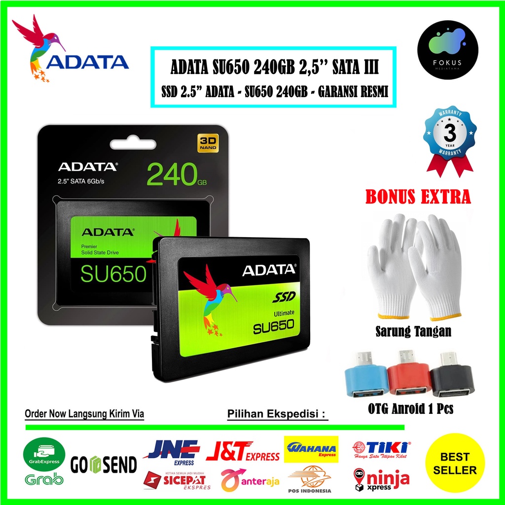 Adata SSD SU650 240GB 2.5 SATA III 3D NAND Flash For PC &amp; Laptop