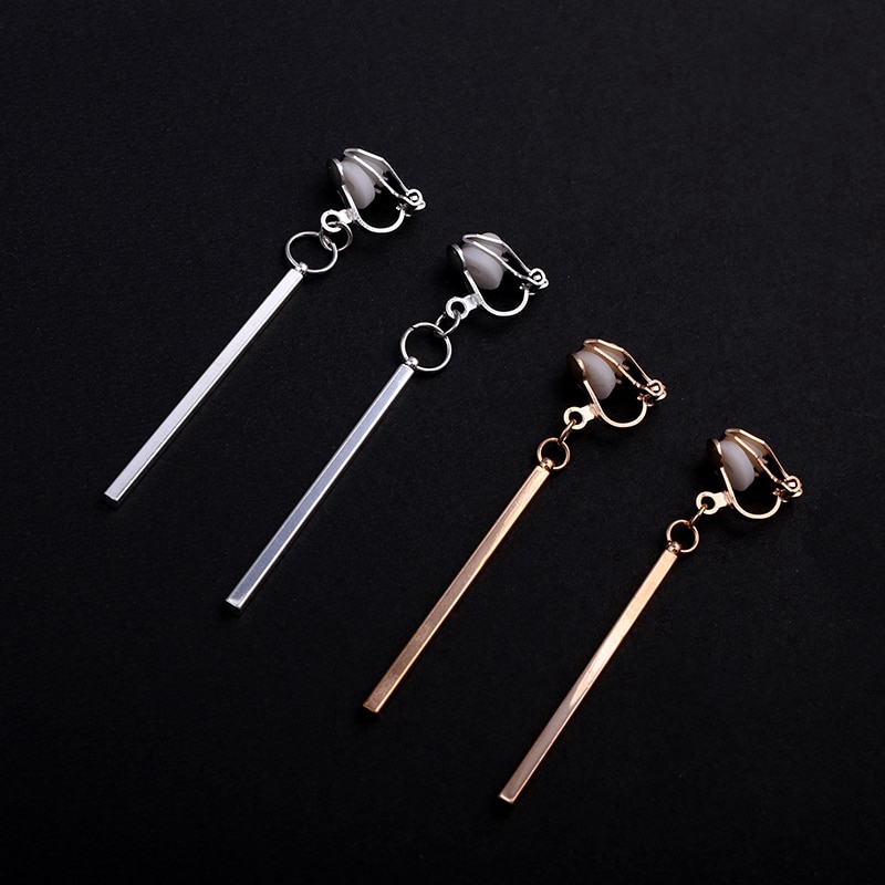 Metal Strip Anting Jepit Clip On Earrings No Ear Hole Klip Telinga Geometric Anting Klip  CE18-5
