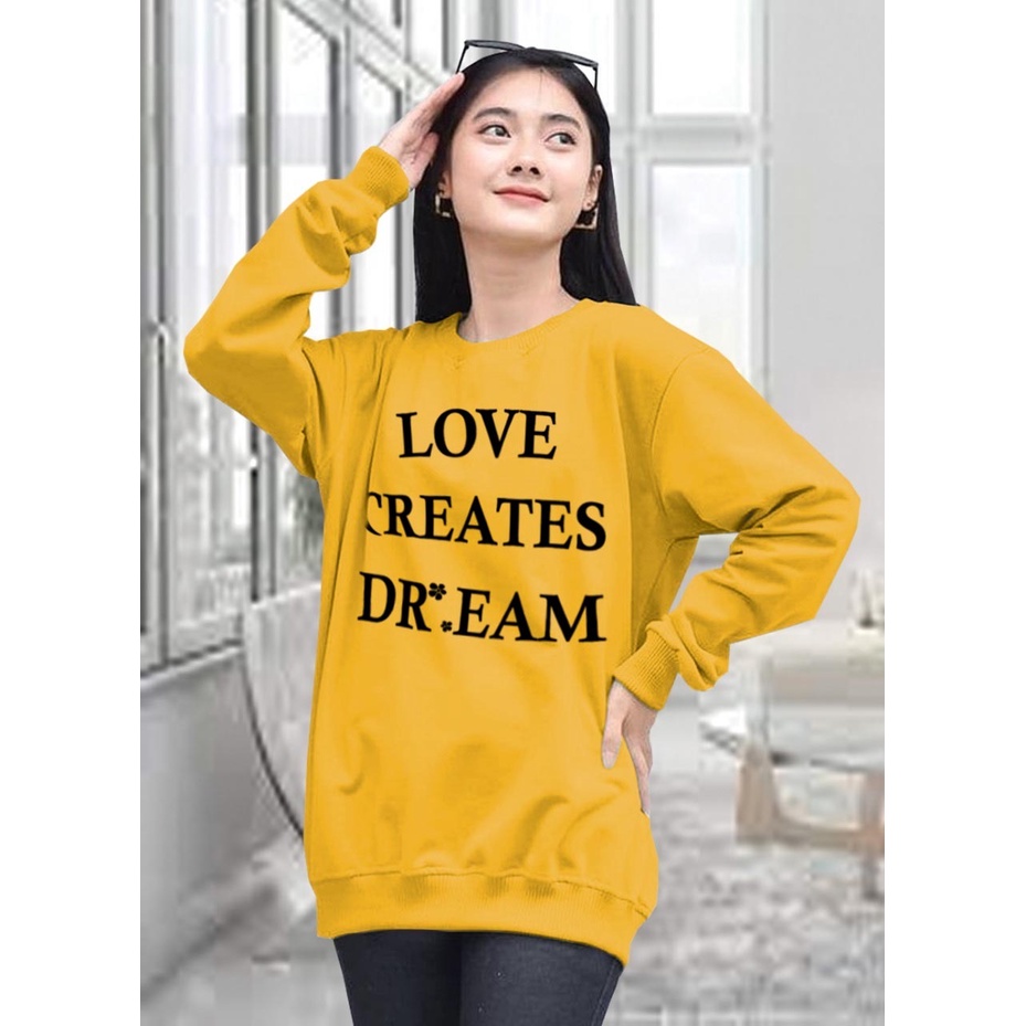 Kaos Lengan Panjang DREAM / Kaos Sweatshirt / Atasan Wanita / Atasan Wanita Lengan Panjang / Atasan Import / Kaos Wanita Blus