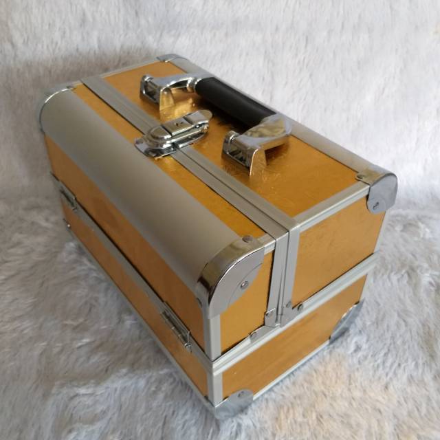 Beautycase kotak kosmetik tempat make up premium murah harga reseller size 29 emas
