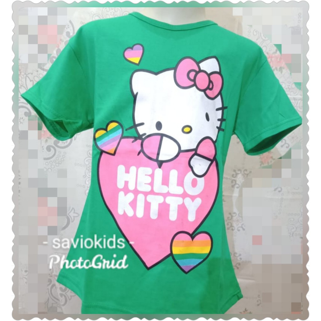 KAOS ANAK PEREMPUAN HELLOKITY HIJAU