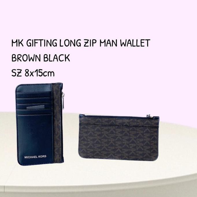 Dompet Pria Michael Kors Long Zip Wallet Brown I Jackystore56