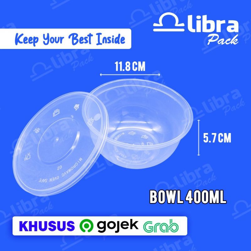 500 Pcs / Thinwall Bowl 400ml Mangkok Plastik Dus Tempat Kotak Makan Nasi Cup Puding