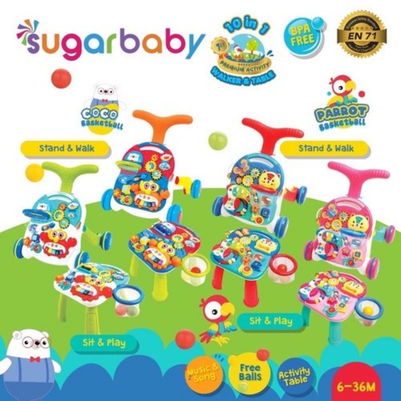 Sugarbaby 10 in 1 Baby Walker and Table Premium Activity Sugar baby