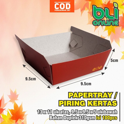 

Papertray Piring Kertas 9.5x9.5x5 isi 100pcs / Tempat Makan / Dus Makanan / Piring Makan Kertas