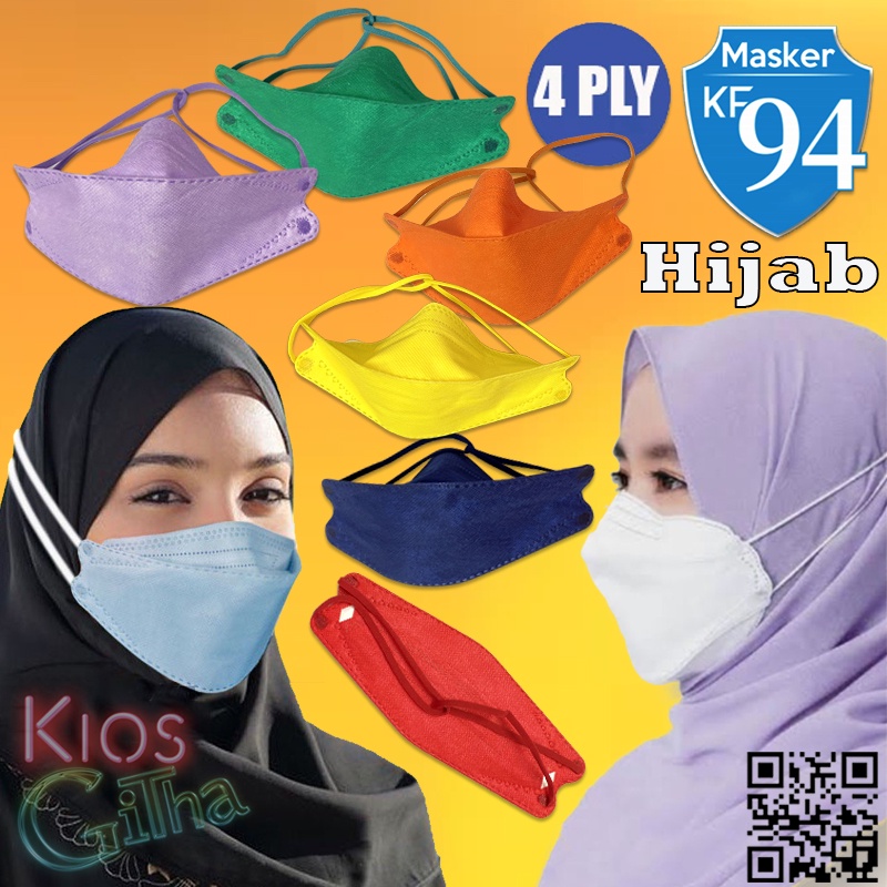 Masker KF94 KN95 DUCKBILL Hijab / headloop isi 10 pcs Evo 4D 4 ply Convex DISPOSABLE MASK