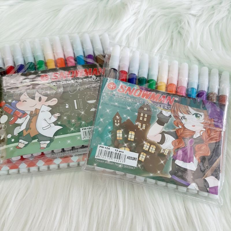 

spidol warna merk SNOWMAN 12 WARNA