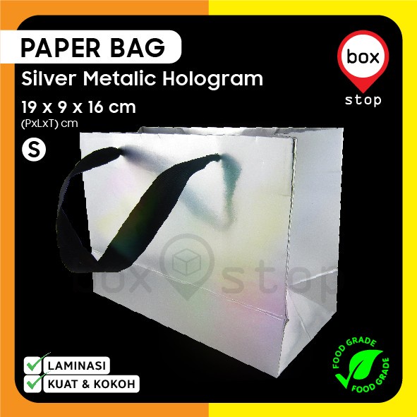 

Paper Bag Silver - Paper Bag Silver - Paper Bag Hologram 19x9x16 (5pcs)