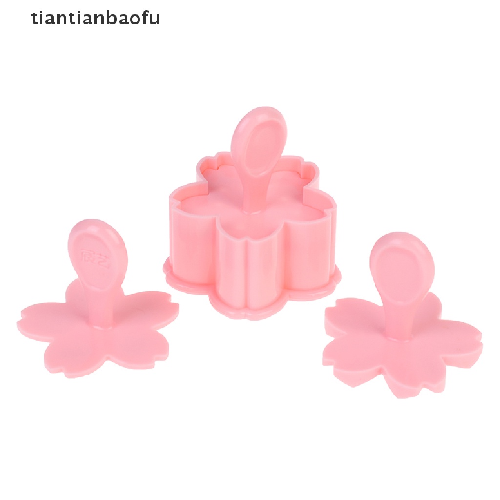 5pcs / set Cetakan Pemotong Biskuit / Cookies / Fondant Bentuk Bunga Sakura Warna Pink