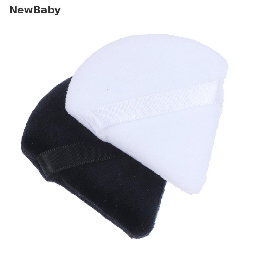 2pcs Spons Puff Velvet Mini Bentuk Segitiga Untuk Kosmetik / MakeUp