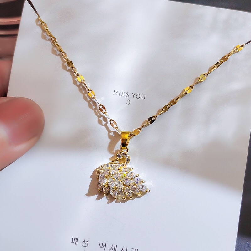 Kalung Titanium Swan Premium Vintage Trending Fashion Style