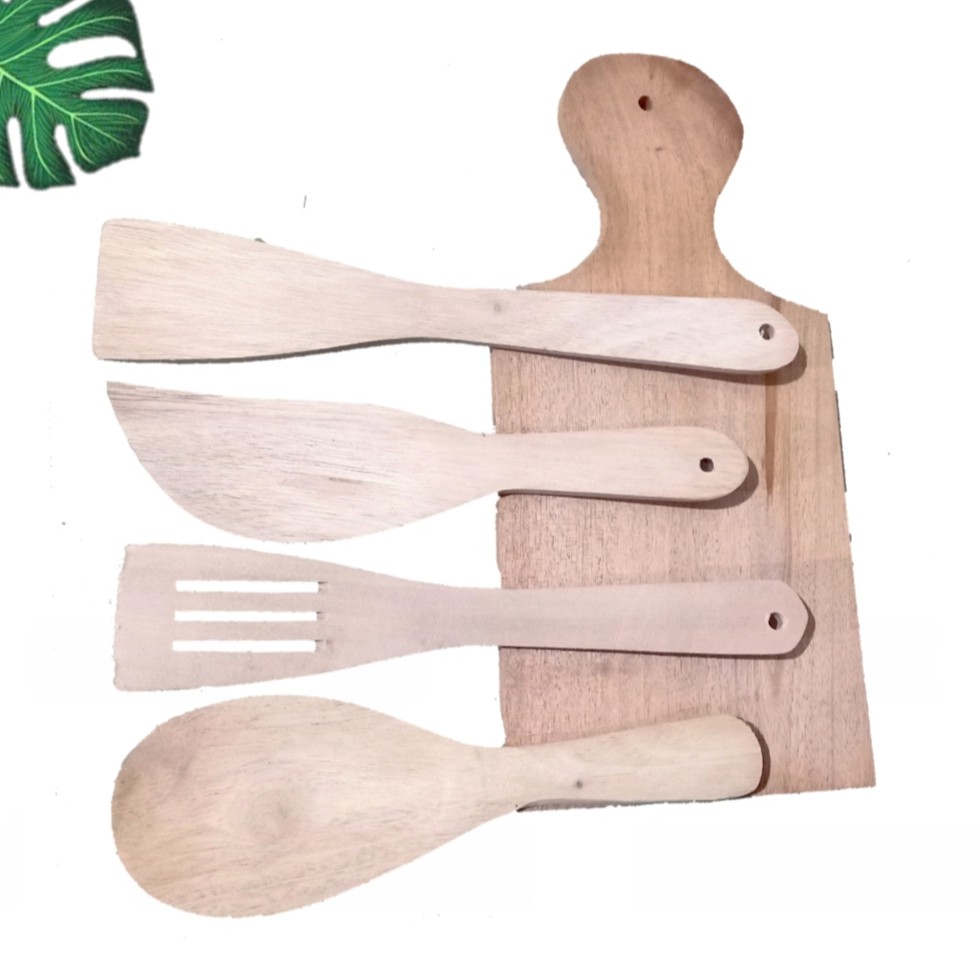 Set spatula kayu 5 in 1 + Telenan | Shopee Indonesia