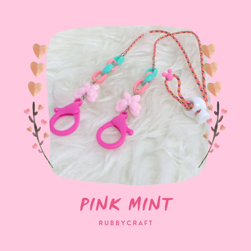 KONEKTOR TALI MASKER / STRAP HIJAB MASKER RUBBYLA / KALUNG TALI MASKER MURAH / Pink Mint