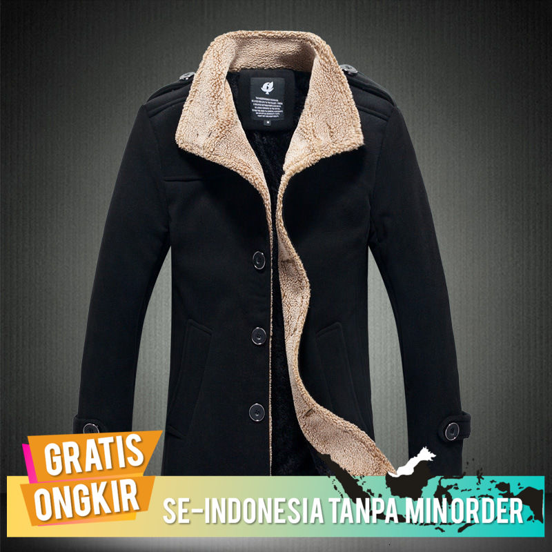 Jaket Wol Domba Pria Navy Blue Medium Panjang Jaket