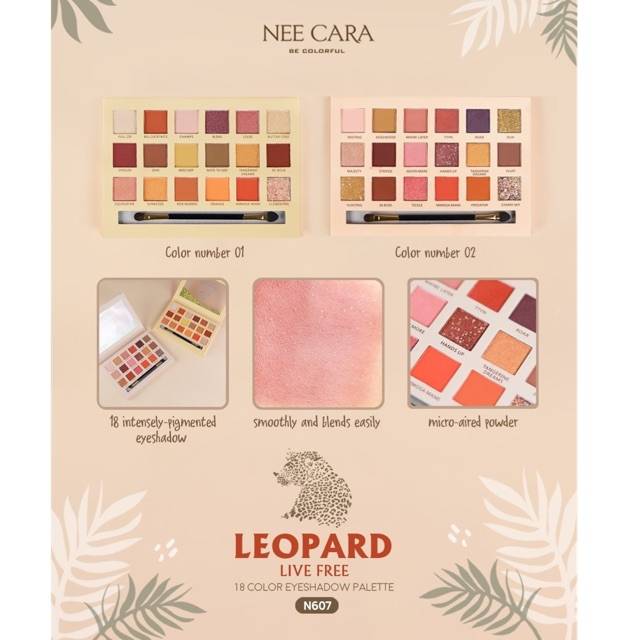 NEE CARA Leopard Live Free 18 Color Eyeshadow Palette #N607 Thailand / Cosmetic Makeup / Eye Shadow