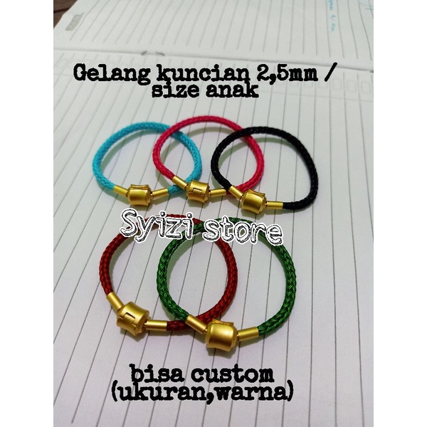 (free stoper) gelang kawat kuncian kuning 3mm (bisa req ukuran)/gelang kawat waterproof