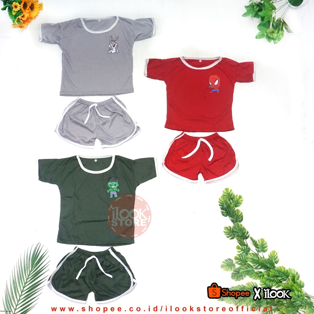 ilook | Setelan Baju Playset Karakter Anak Cupa Cups | Setelan Anak Balita Kartun | Setelan Unisex