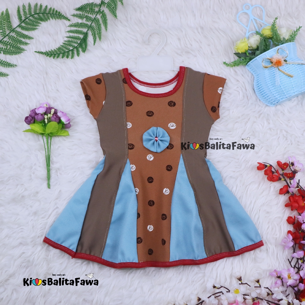Dress Clara 1-3 Tahun / Baju Anak Perempuan Pesta Batik Gaun Anak Atasan Harian Lengan Bahan Adem-3