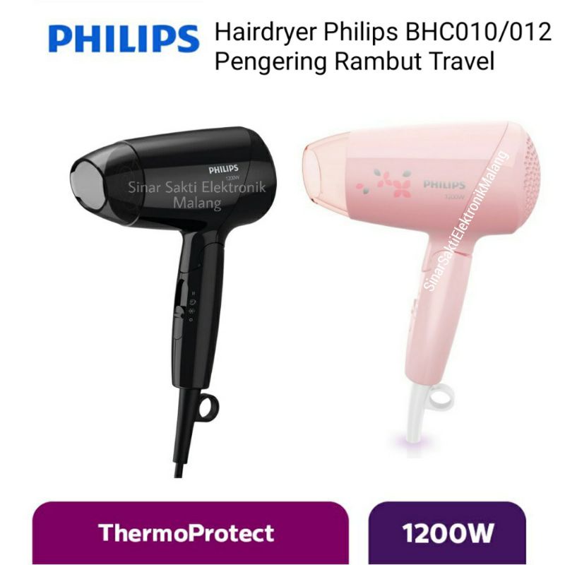 Hairdryer Philips Hair Dryer BHC010 bhc 012 010 Pengering Rambut Travel 1200Watt