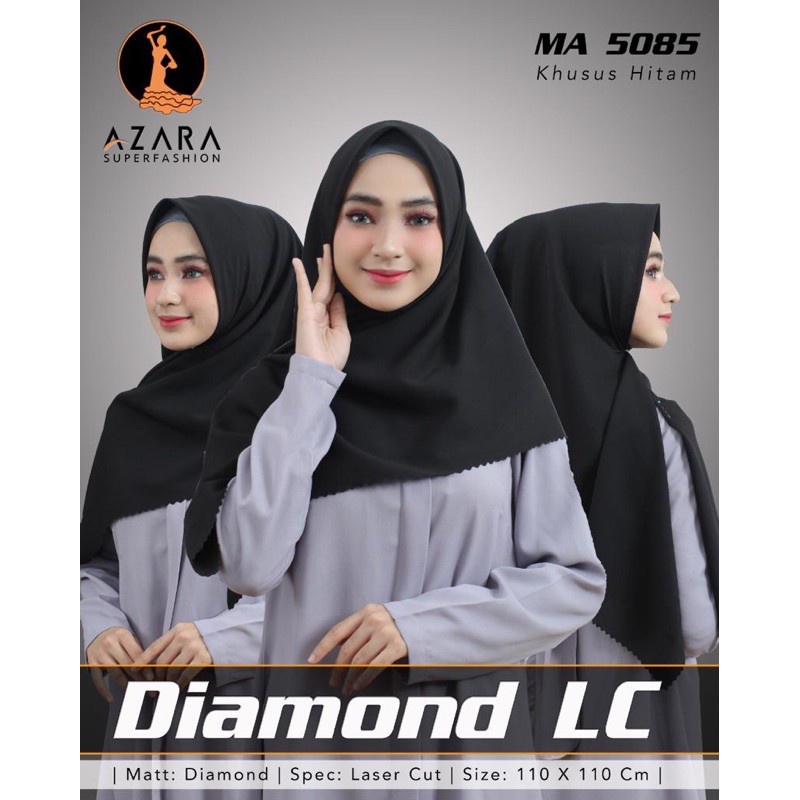 [KHUSUS HITAM] S4 AZAHRA AZARA ORIGINAL LASER CUT POLOS DIAMOND /HIJAB/JILBAB SEGIEMPAT/COD