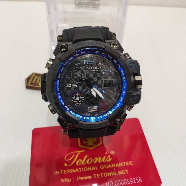 Jam Tangan Pria Tetonis Double Time Tali Rubber Waterproof