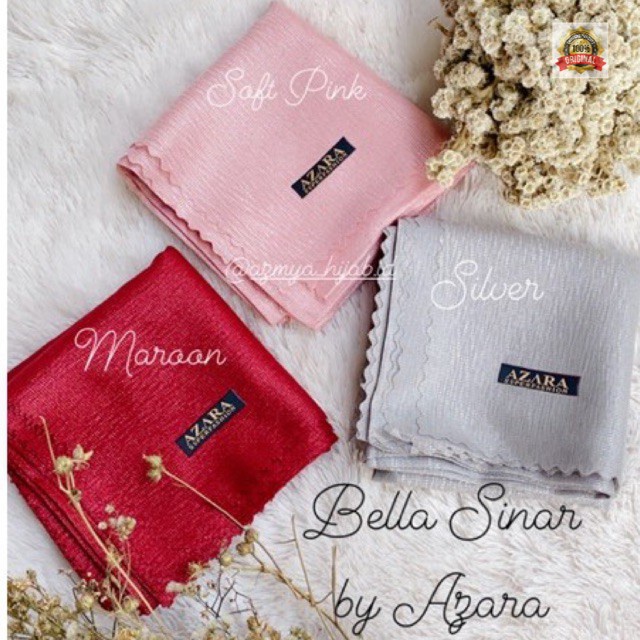 Jilbab Hijab Segiempat Glowing Laser cut BELLA SINAR Nur Sinar Azara Original