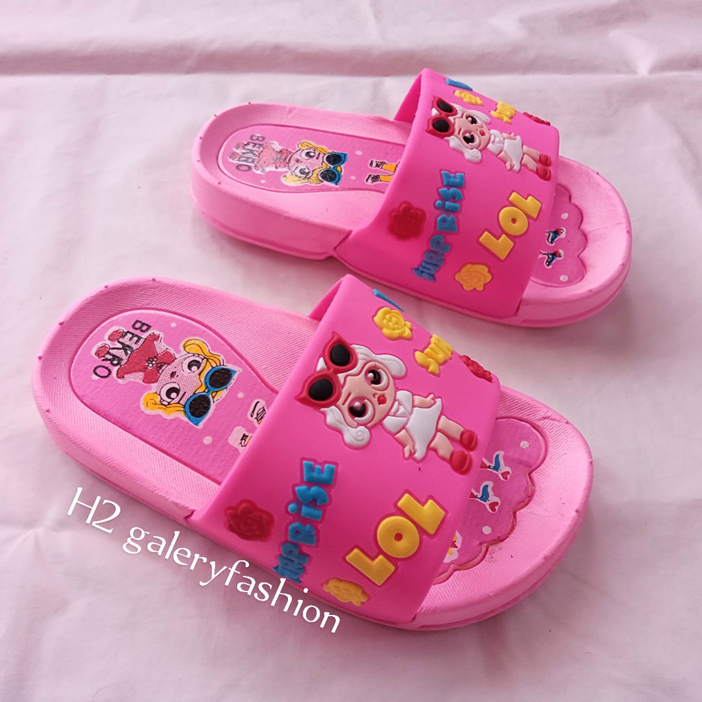 Sendal Anak Perempuan Model Selop  Motip LOL  4 Varian Warna 