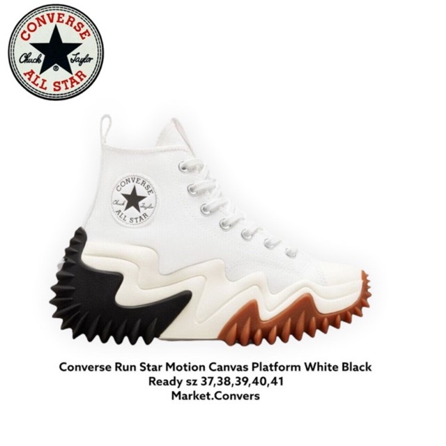 CONVERS RUN STAR MOTION CANVAS PLATFORM WHITE BLACK